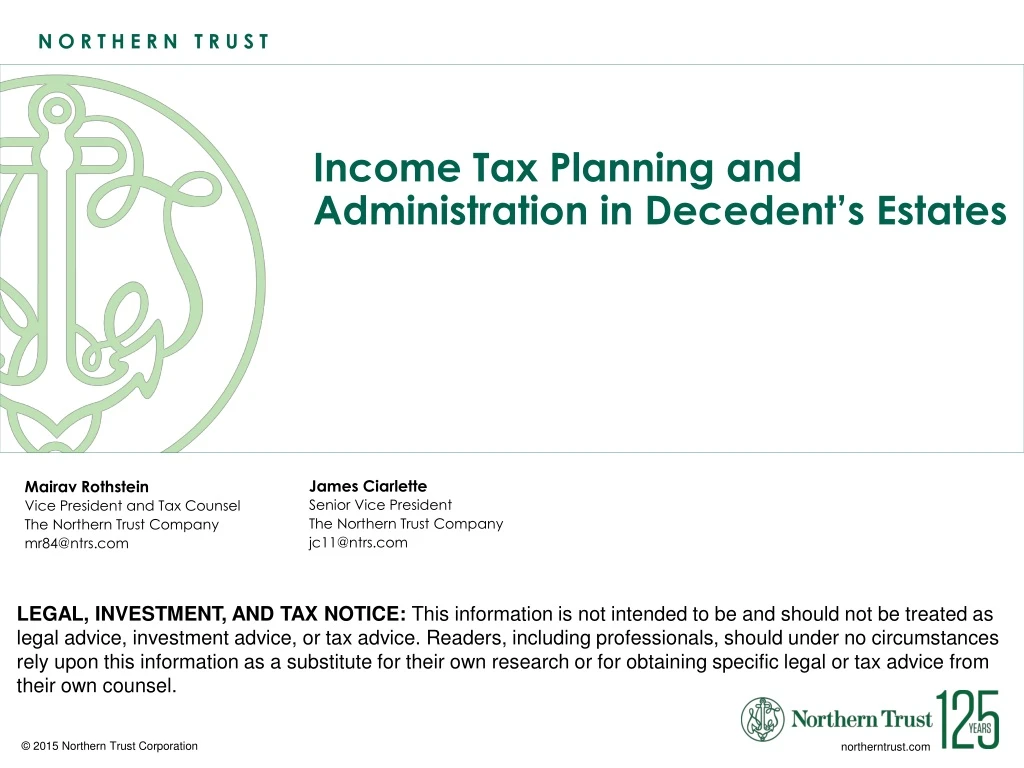 income tax planning and administration