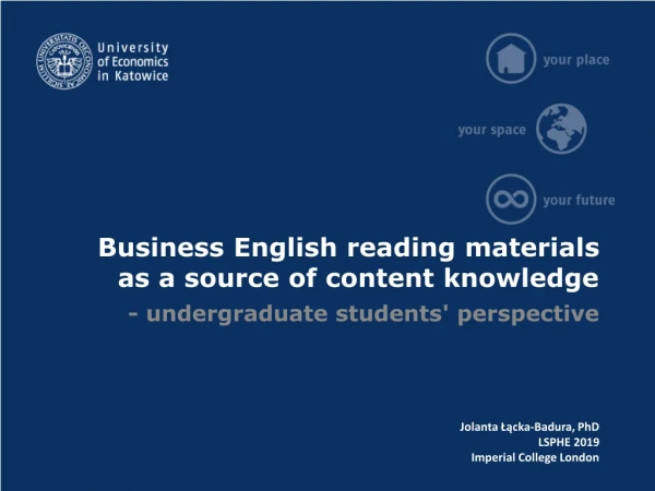 Business English reading materials as a source of content knowledge