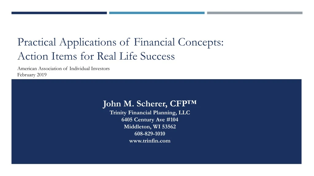 practical applications of financial concepts action items for real life success
