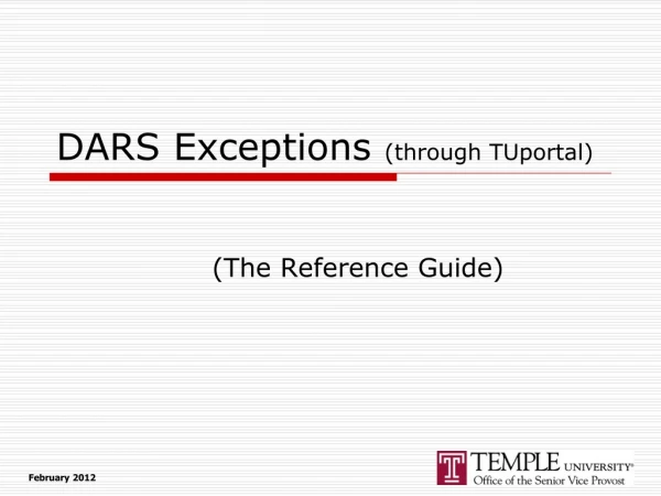 DARS Exceptions (through TUportal)