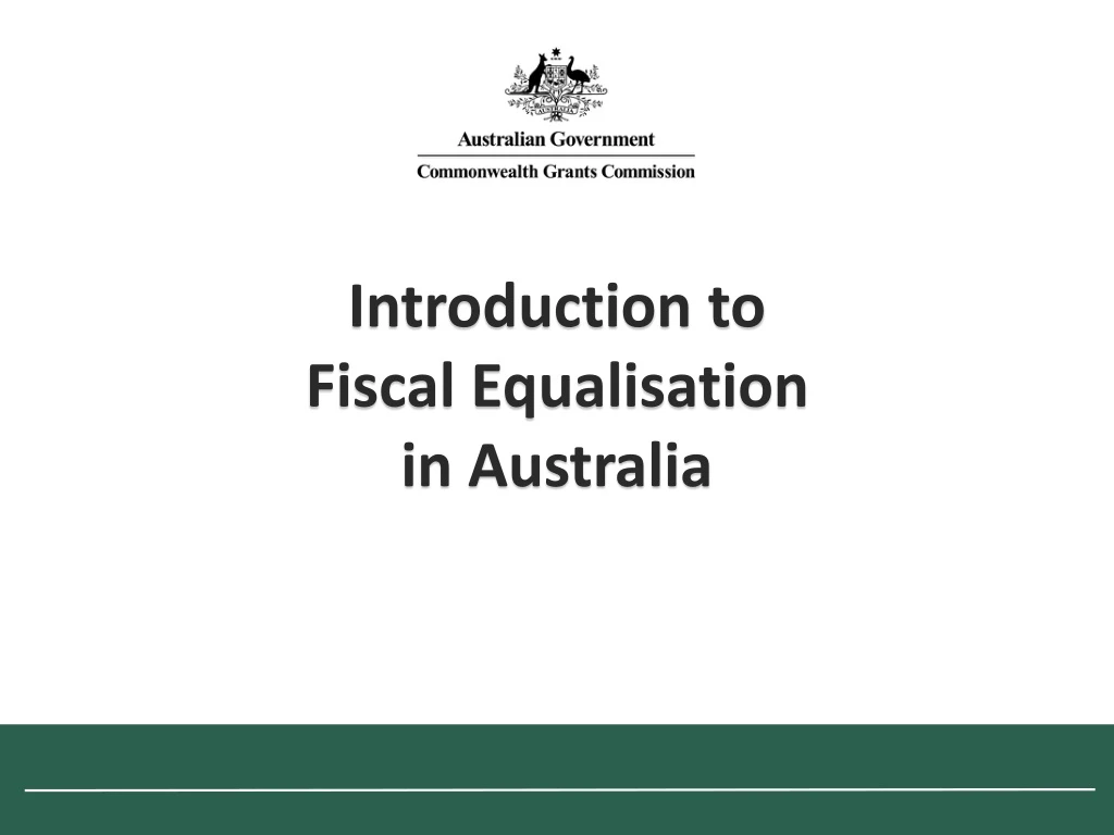 introduction to fiscal equalisation in australia