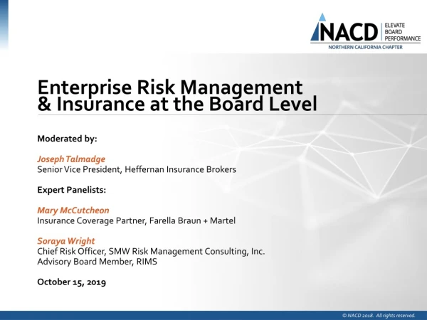 Enterprise Risk Management &amp; Insurance at the Board Level