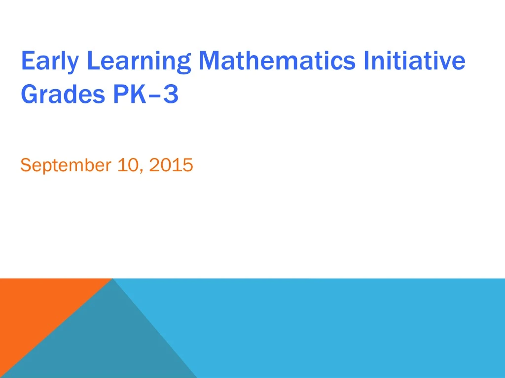 early learning mathematics initiative grades pk 3