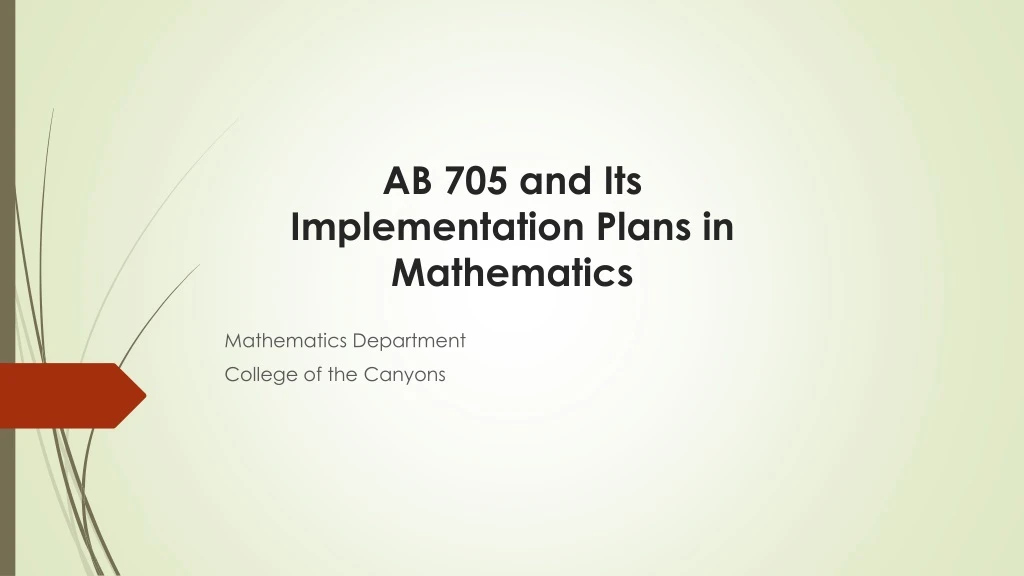 ab 705 and its implementation plans in mathematics