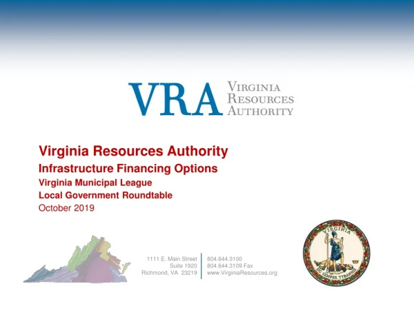 Virginia Resources Authority Infrastructure Financing Options Virginia Municipal League