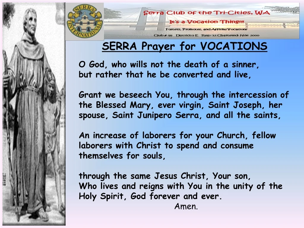 serra prayer for vocations