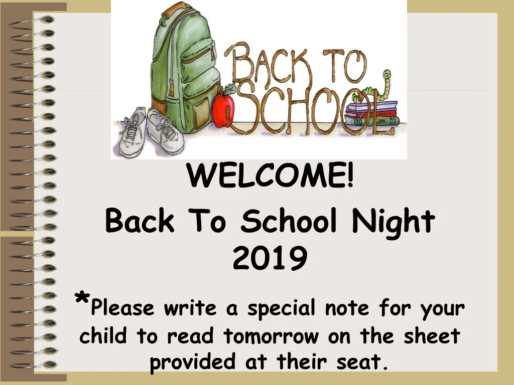 welcome back to school night 2019 please write