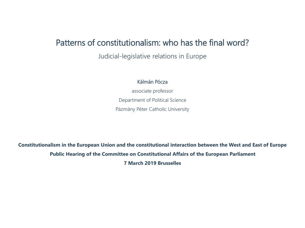patterns of constitutionalism who has the final