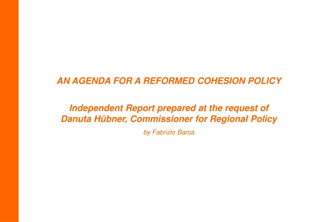 an agenda for a reformed cohesion policy