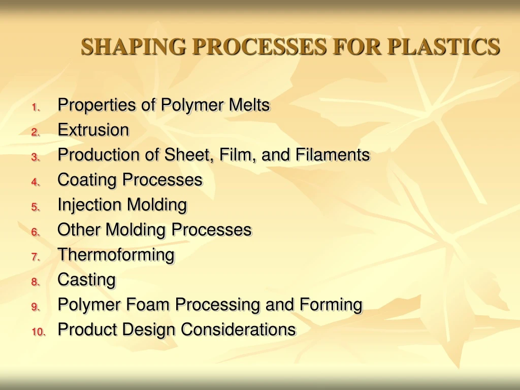 shaping processes for plastics