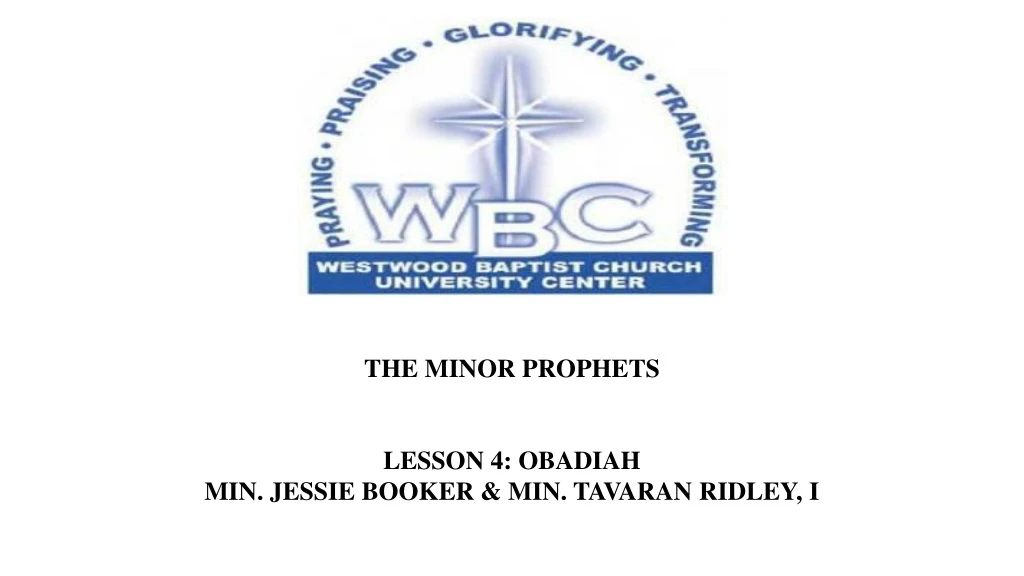 the minor prophets lesson 4 obadiah min jessie