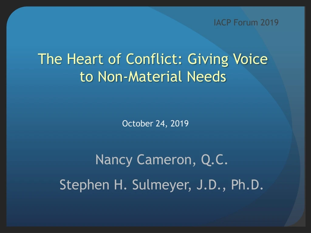 the heart of conflict giving voice to non material needs