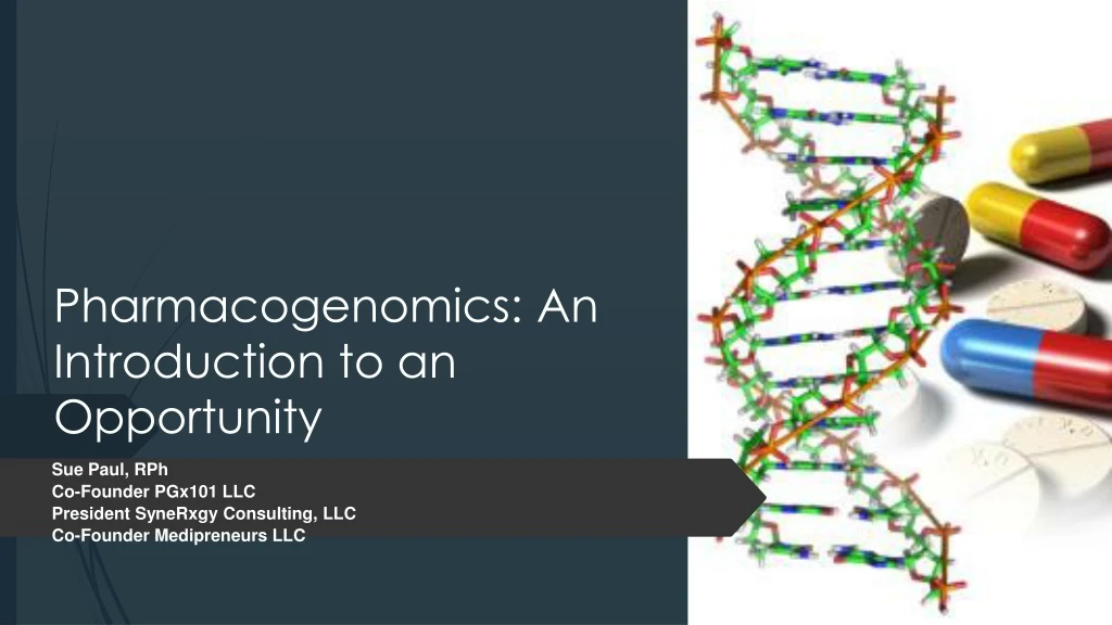 pharmacogenomics an introduction to an opportunity