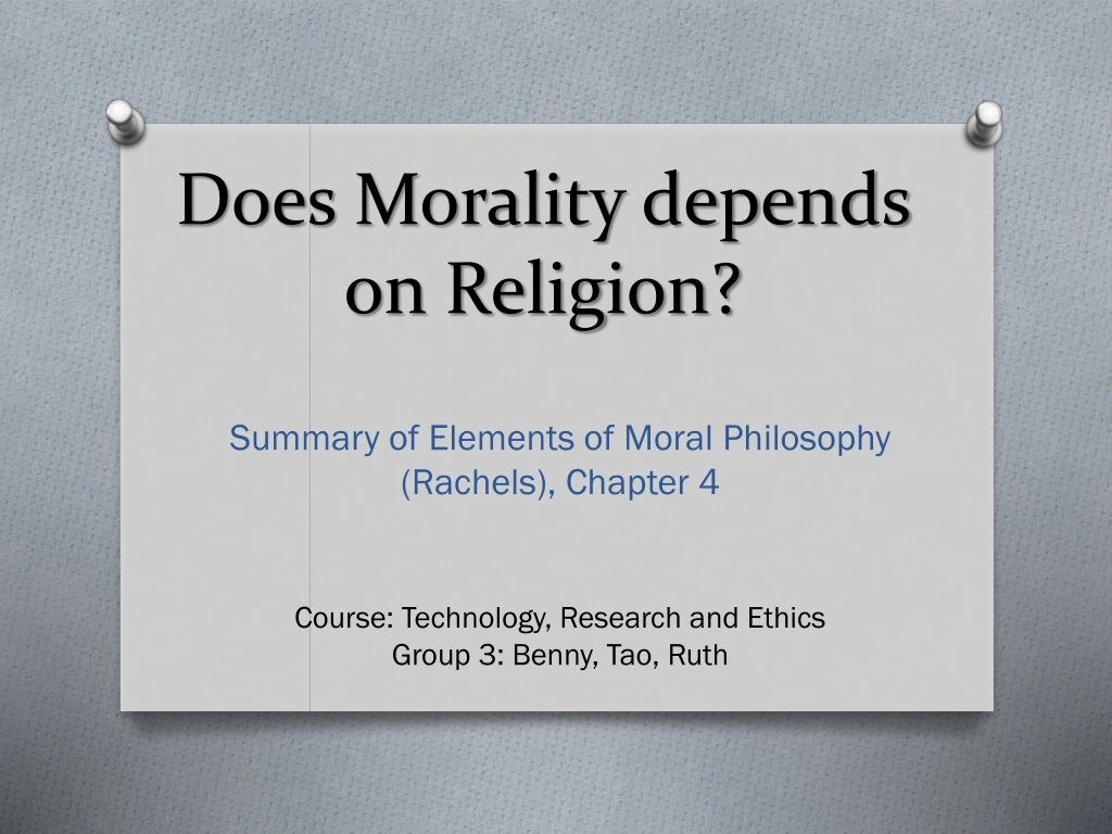 does morality depends on religion