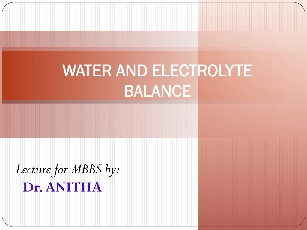 water and electrolyte balance