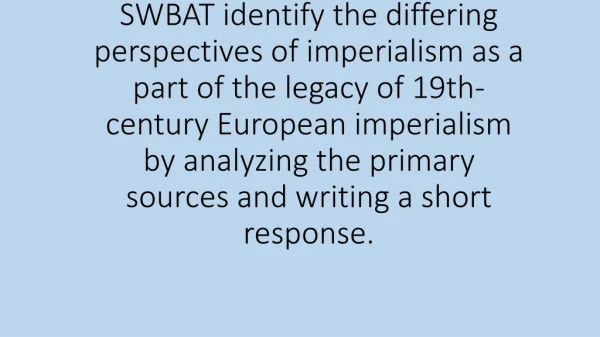 Old versus New Imperialism