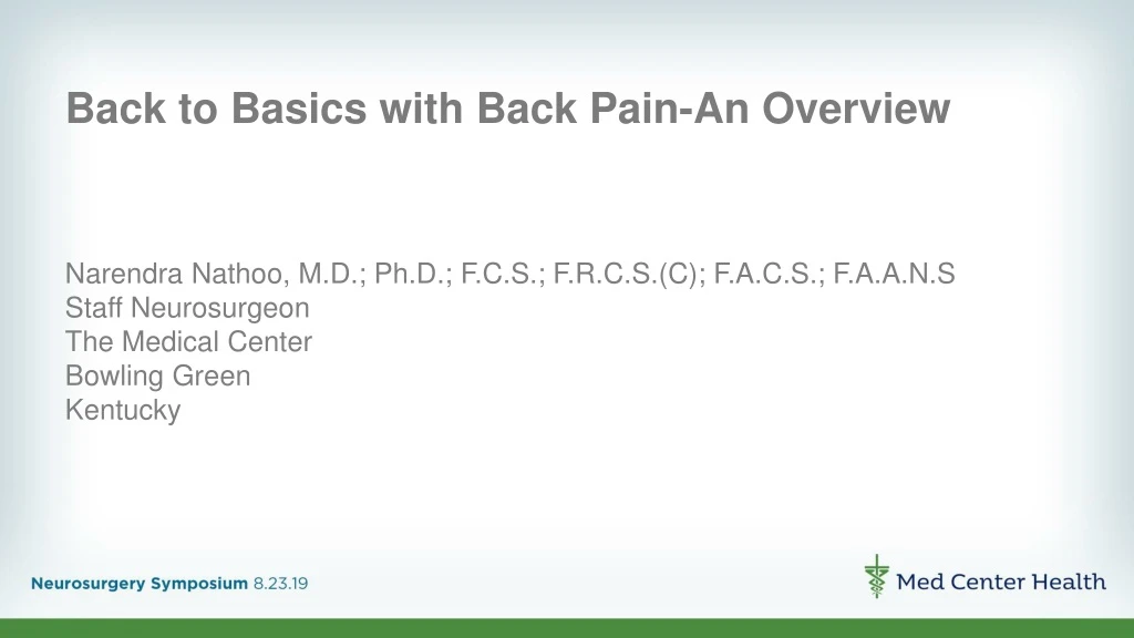 back to basics with back pain an overview
