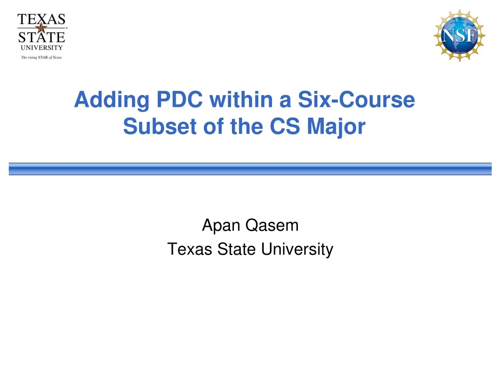 adding pdc within a six course subset of the cs major