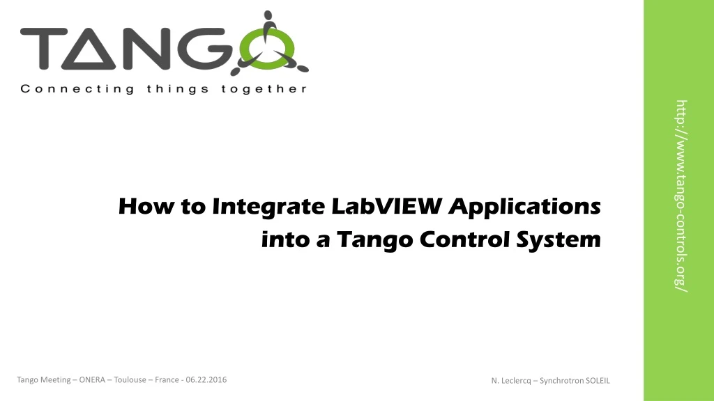 how to integrate labview applications into a tango control system