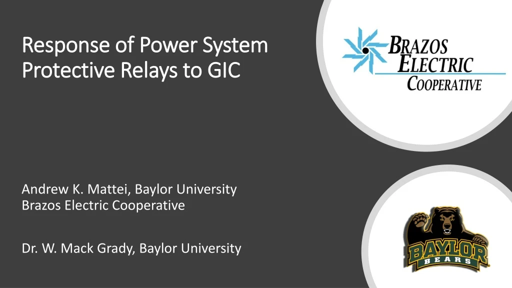 response of power system protective relays to gic