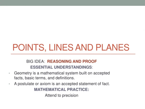 Points, lines and planes