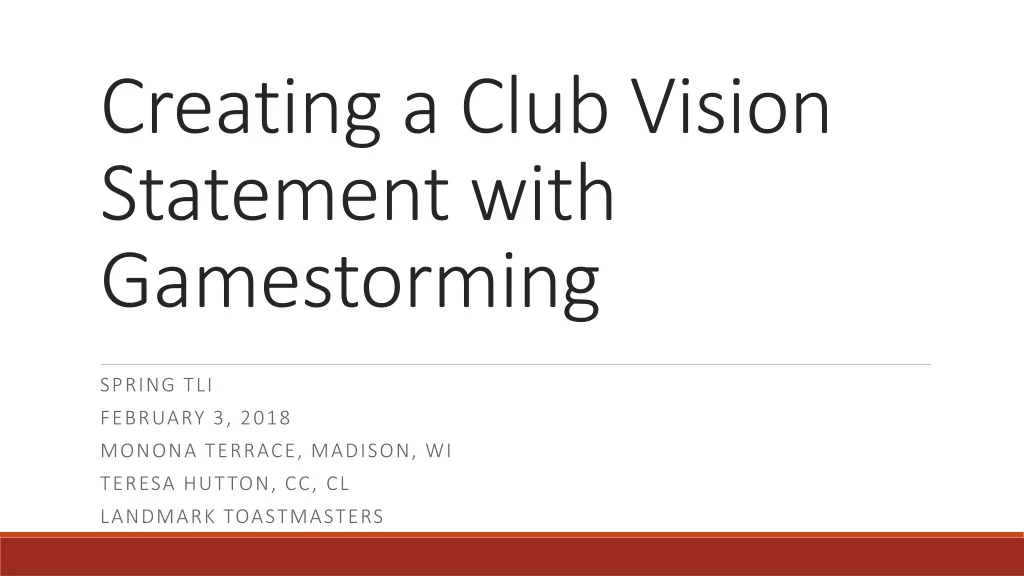 creating a club vision statement with gamestorming