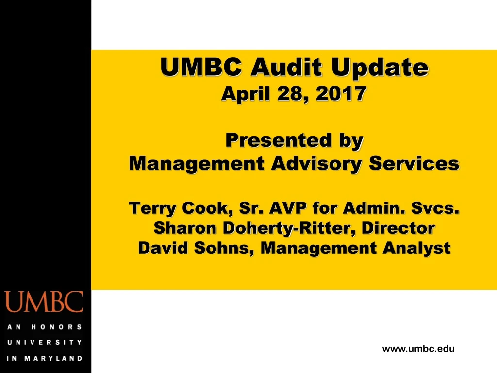 umbc audit update april 28 2017 presented