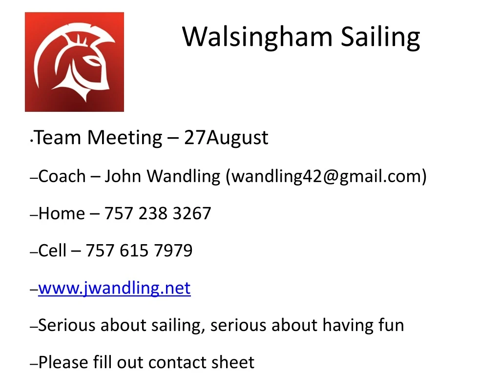 walsingham sailing