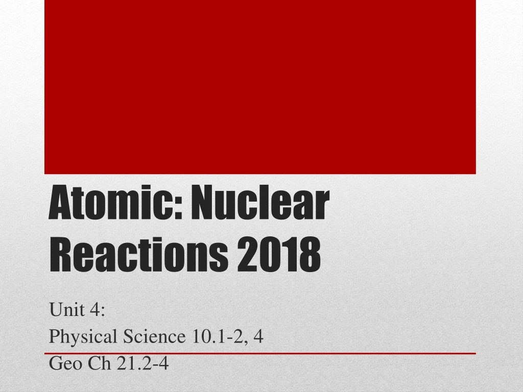 atomic nuclear reactions 2018