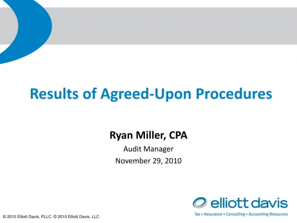 Results of Agreed-Upon Procedures
