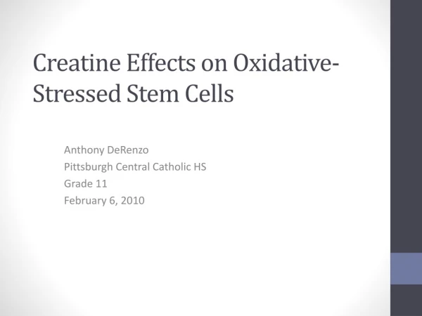 Creatine Effects on Oxidative-Stressed Stem Cells