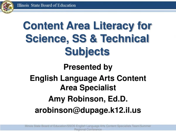 Content Area Literacy for Science, SS &amp; Technical Subjects