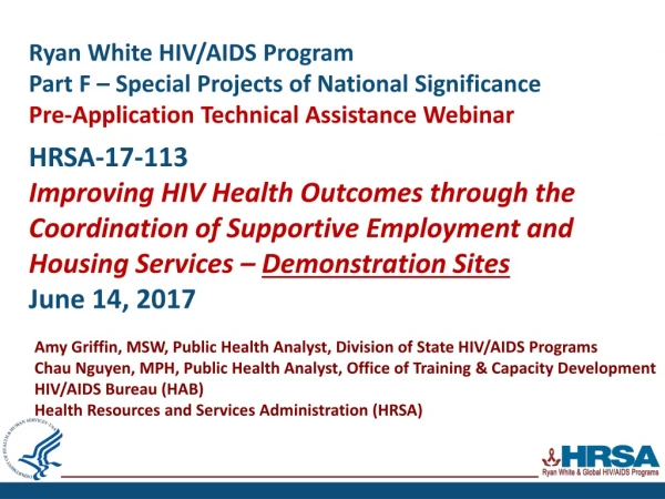 Amy Griffin, MSW, Public Health Analyst, Division of State HIV/AIDS Programs