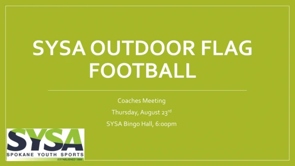 SYSA Outdoor Flag Football