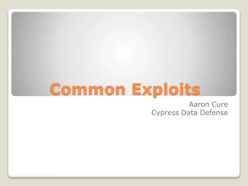 common exploits