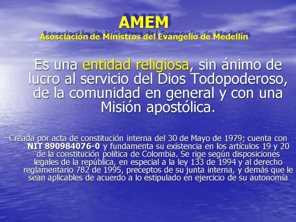 AMEM Asosciaci n de Ministros del Evangelio de Medell n