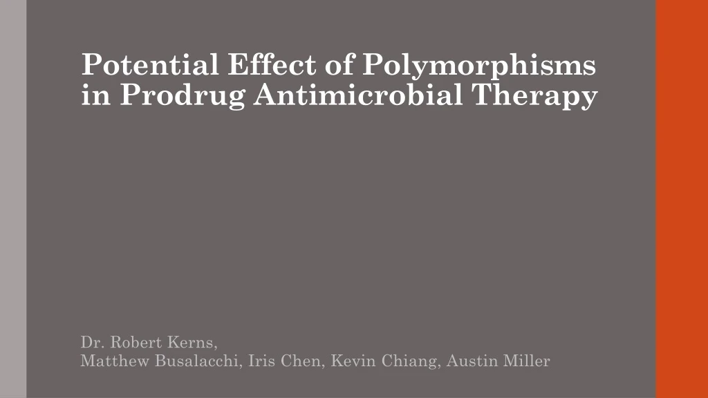 potential effect of polymorphisms in prodrug antimicrobial therapy