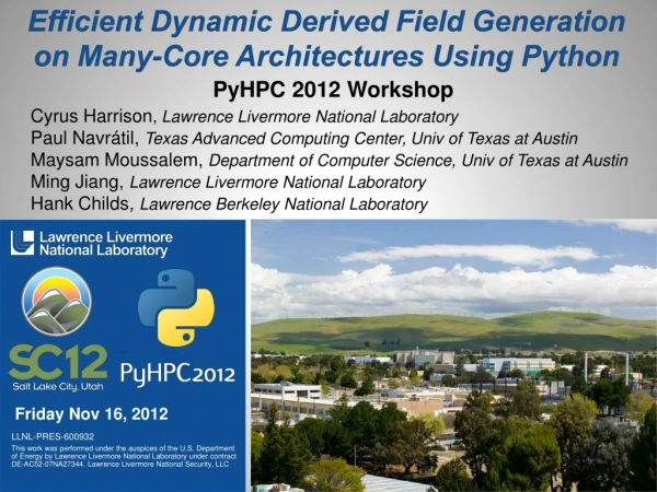 Efficient Dynamic Derived Field Generation on Many-Core Architectures Using Python
