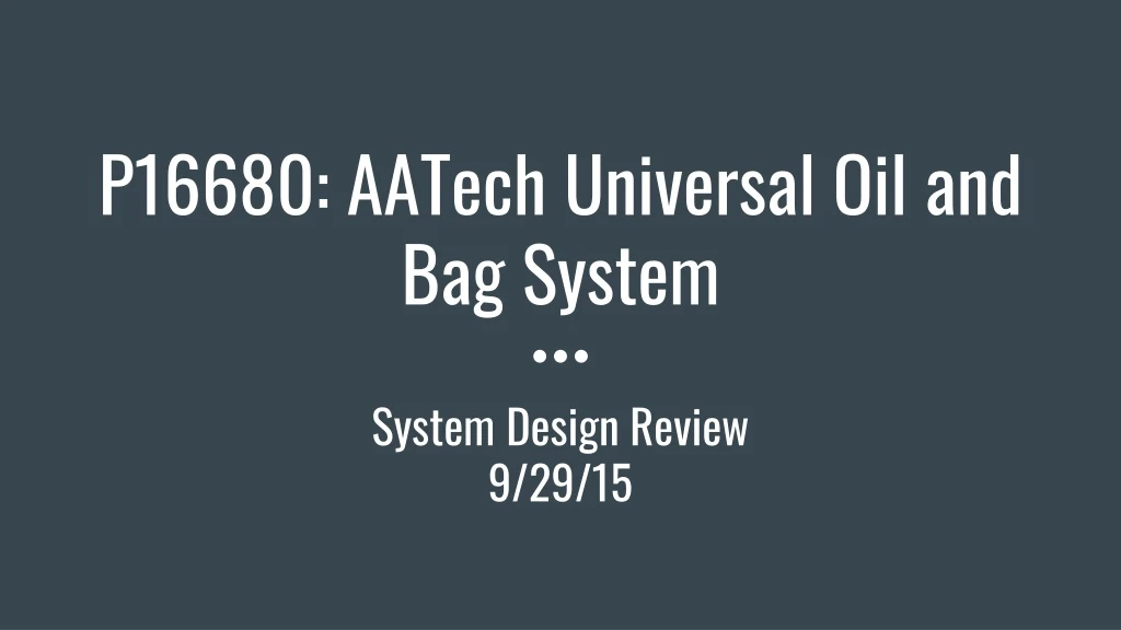 p16680 aatech universal oil and bag system