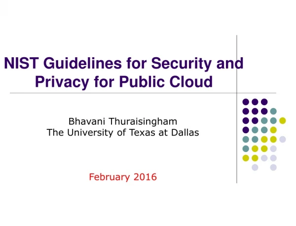 NIST Guidelines for Security and Privacy for Public Cloud