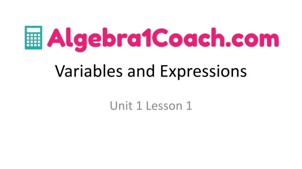 Variables and Expressions