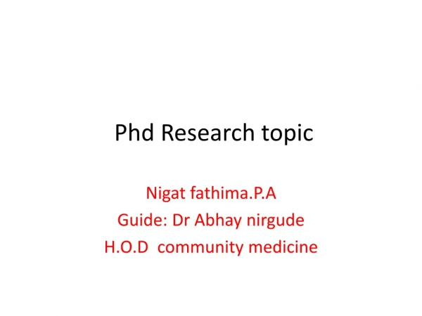 P hd Research topic