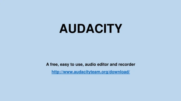 AUDACITY A free, easy to use, audio editor and recorder audacityteam/download/