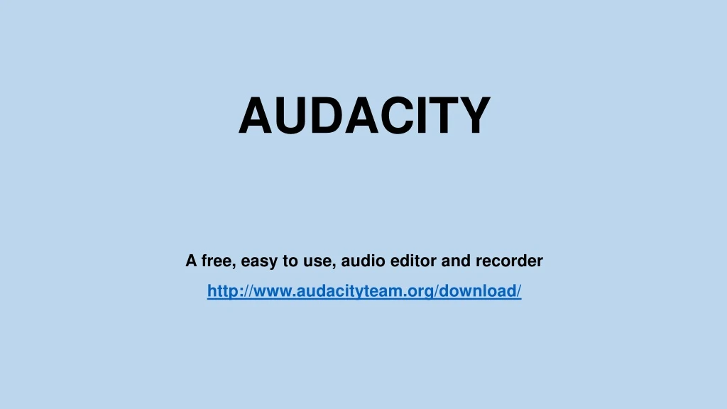 audacity a free easy to use audio editor and recorder http www audacityteam org download