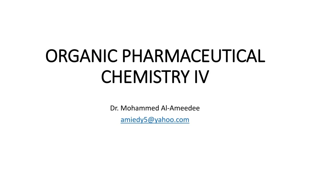 organic pharmaceutical chemistry iv