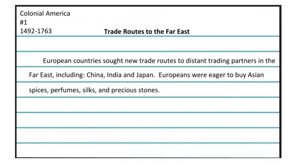 Trade Routes to the Far East