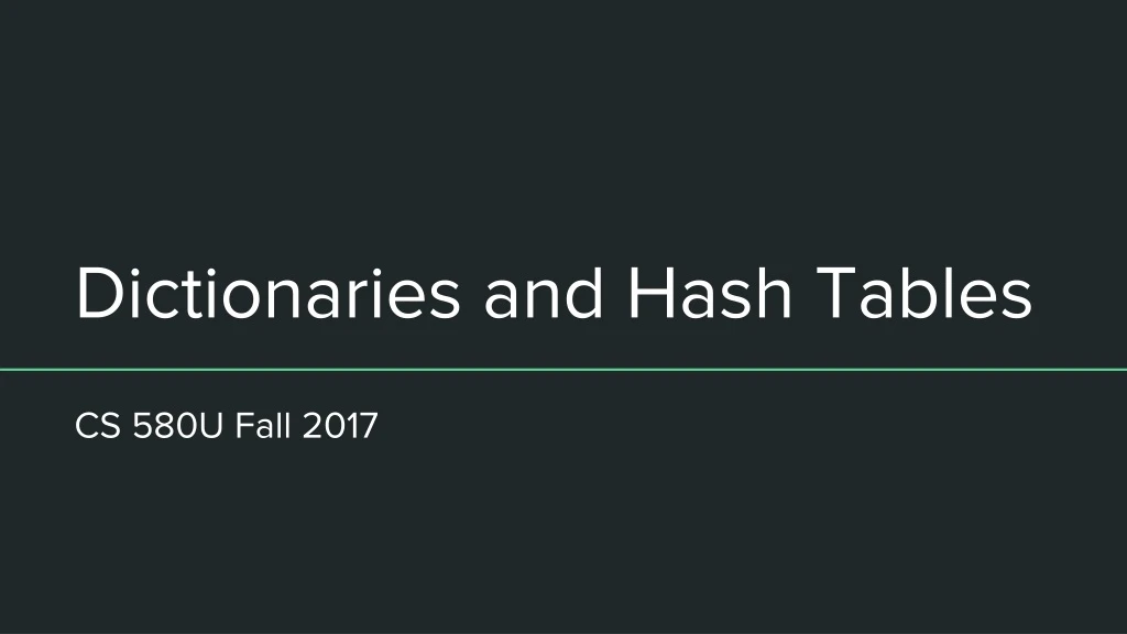 dictionaries and hash tables