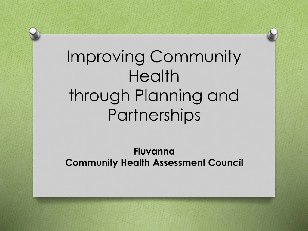 improving community health through planning and partnerships