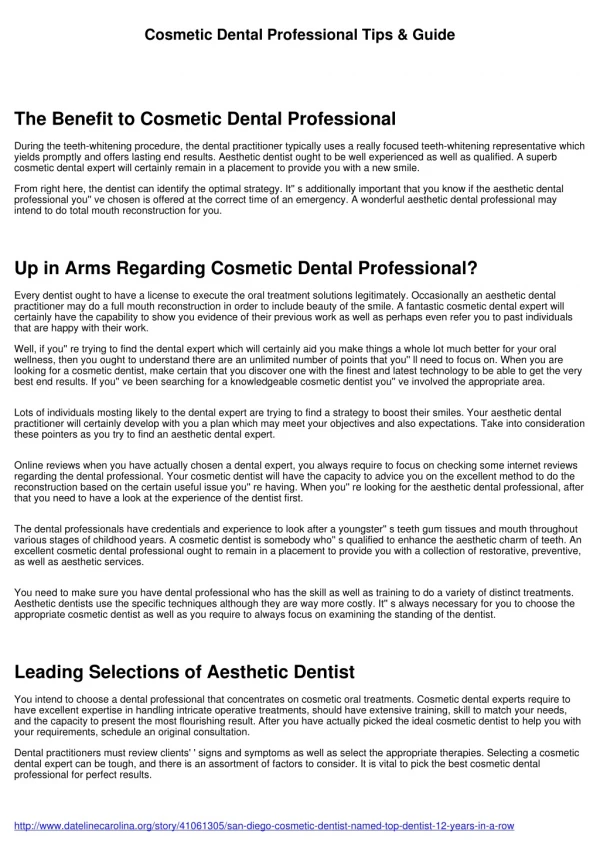 Cosmetic Dental Expert Tips & Overview