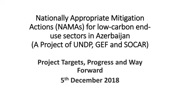 Project Targets, Progress and Way Forward 5 th December 2018